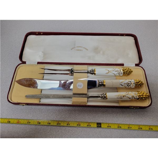 CARVING SET ROYAL CROWN DERBY KNIFE HANDLE REPAIRED Schmalz Auctions