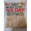 Image 1 : TWO IMPORTANT DATES NEWSPAPERS 1919 P.A. MAY 8TH 1945 WWII ENDS