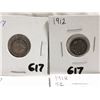 Image 2 : 4 SILVER 5 CENT COINS 1920, 18, 17, 12
