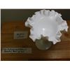 Image 1 : 722 6” TALL FENTON UNSIGNED SCALLOPED MILKGLASS HOBNAIL CANDY DISH