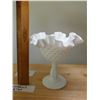 Image 3 : 722 6” TALL FENTON UNSIGNED SCALLOPED MILKGLASS HOBNAIL CANDY DISH