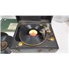 Image 2 : Portable suit case Gramophone, with crank and records - GWO
