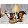 Image 1 : Tiki Coconut table lamp with kewpies 1940s & rubber doll