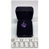 Image 1 : Amethyst heart necklace with sterling silver chain 17 1/2" - Italy