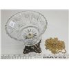 Image 1 : Hollywood Regency crystal & brass, candy bowl with Christmas beads