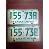 Image 1 : 1968 Sask License Plates Pair