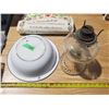 Image 2 : COAL OIL LAMP BASE, ENAMEL BOWL, FRIENDSHIP BANNER