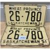 Image 1 : Pair of 1951 Sask licence plates