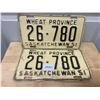 Image 2 : Pair of 1951 Sask licence plates
