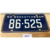 Image 2 : 1962 Sask licence plate (lots 1456-1463 all have the same number)