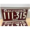 Image 2 : Pair of 1930 Sask licence plates -  condition like - "never used"