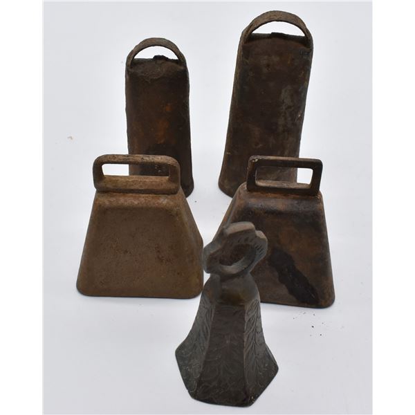 5 Antique Metal Bells