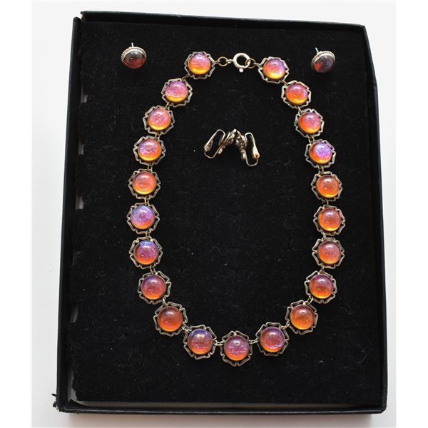 Dragon's Breath Glass Necklace & Earrings