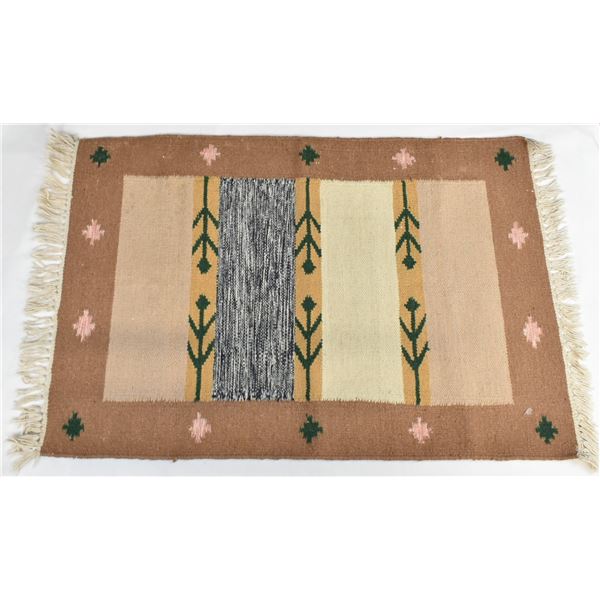 Mexican Fringed Wool Textile Rug
