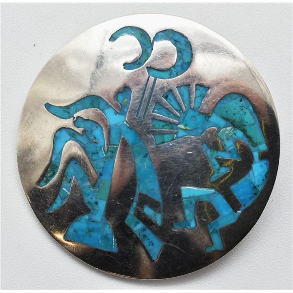 Vintage Taxco Sterling Turquoise Pin Pendant