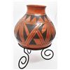 Image 1 : Large Mata Ortiz Pottery Olla with Metal Stand