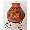 Image 2 : Large Mata Ortiz Pottery Olla with Metal Stand