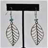 Image 1 : Silver and Turquoise Bead Leaf Earrings