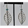 Image 2 : Silver and Turquoise Bead Leaf Earrings