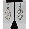 Image 3 : Silver and Turquoise Bead Leaf Earrings