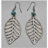 Image 4 : Silver and Turquoise Bead Leaf Earrings