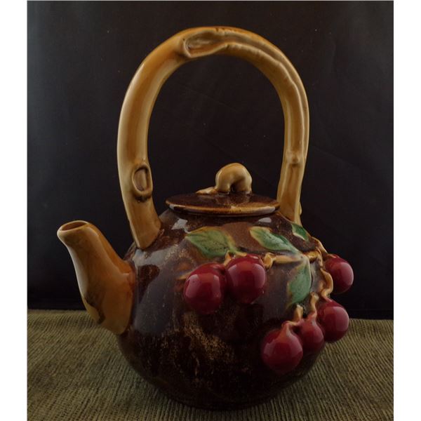 Majolica Style Raised Relief Teapot