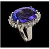 Image 4 : 14.43 ctw Tanzanite and Diamond Ring - 14KT White Gold