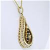 Image 4 : 14k Yellow Gold 1.22 ctw Diamond and Sapphire Tear Drop Dangle Pendant Necklace