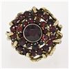 Image 4 : Vintage 14k Yellow Gold and Silver Top Old Cut Garnet Cluster Ring