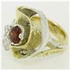 Image 6 : 18k Yellow Gold and Sterling Silver 2.73 ctw Garnet and Diamond Cocktail Ring