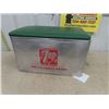 Image 5 : 7 Up Embossed Aluminum Picnic Cooler with Upholstered Top 13" x 14" x 22"