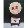 Image 1 : Kik Cola Plastic Calendar - Complete with All Cards 16.5" Tall