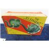 Image 2 : Small Wind Up Tin + Fabric Elephant in Original Box Made in Japan 6" Long - 1 Box Flap is Detached