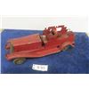 Image 1 : Pressed Tin Friction Powered + Battery Operated? Firetruck - No Maker 14.5" Long