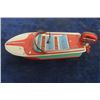 Image 2 : Pressed Tin ' Queen' Wind Up Toy Boat Made in Japan 8" Long