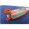 Image 6 : Pressed Tin ' Queen' Wind Up Toy Boat Made in Japan 8" Long