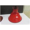 Image 3 : Pair of Vintage Red Porcelain Light Shades - 1 is Painted Brown Angled 10" Wide - Service Station