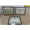 Image 1 : 3 Stock Certificates; Premier Gold Mining, Erie Railroad, Grand Union Company - All Framed
