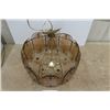 Image 2 : Glass + Brass Hanging Light Fixture 16" Wide