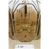 Image 5 : Glass + Brass Hanging Light Fixture 16" Wide