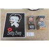 Image 3 : 3 Betty Boop Signs; 12.5" x 16" & 2 Betty Boop Bobbleheads
