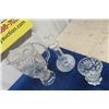 Image 2 : Crystal + Cut Glass ; Covered Dish, Pitcher, Decanter, Vase