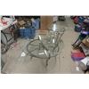 Image 1 : 3 Glass Round Tables with Metal Base Patio Tables; 1) 38" Wide, 2) 26" Wide