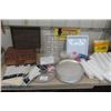 Image 1 : Assorted Party Supplies; Foil Trays, Styrofoam Cups, Plastic Table Covers, Plastic Bowls, Plastic Tr