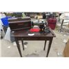 Image 1 : Singer Sewing Machine Model 99 with Case , Table + Accessories