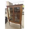 Image 1 : Beautiful Quarter Cut Oak 2 Door China Cabinet with Side Glass on Wheels 15" x 40" x 58"