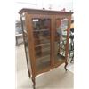 Image 2 : Beautiful Quarter Cut Oak 2 Door China Cabinet with Side Glass on Wheels 15" x 40" x 58"