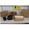 Image 1 : Assortment of Wicker + Fabric , Baskets- All Sizes 17 Total