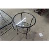 Image 3 : 3 pc Table Set - Glass Top Metal Base; Table 20" x 31" x 40"  & End Tables 19" Wide x 24" Tall