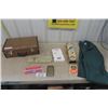 Image 1 : Small Vintage Suitcase, Computers Square, Shoe Stretcher, Coveralls 38" Tall